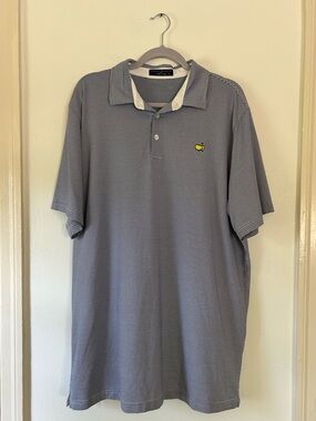 Master’s Clubhouse Collection Golf Polo Blue White Stripe Shirt XXL